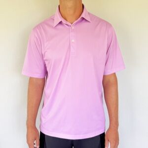 Donald Ross pink microdot stripe print performance stretch golf polo size medium